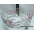 Heavy Vintage crystal glass bowl with beautiful pink design 2