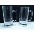 BEER MUGS  - 2 CLEAR LARGE & Quite HEAVY