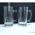 BEER MUGS  - 2 CLEAR LARGE & Quite HEAVY