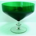 Beautiful vintage green glass footed bowl