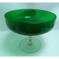 Beautiful vintage green glass footed bowl