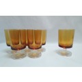 Set of 6 French J.G. Durand Arcoroc Amber sherry/shot Glasses