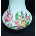 Vintage White glass vase with floral detail