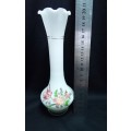 Vintage White glass vase with floral detail