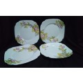 Four vintage Royal Albert side plates `Clematis` design
