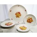 Serving platter and 6 Vintage Harvest Fruit Salad/Dessert Plates by Burleigh Ware