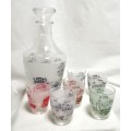 Vintage Verrerie Cristallerie D`Arques Decanter and Shot Glasses