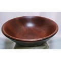 Beautiful vintage turned reddish brown wooden bowl