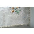 Beautiful small vintage hand embroidered table cloth