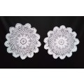 2 Beautiful Crocheted doilies - about 16cms across
