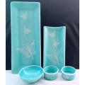 Pretty turquoise snack serving set
