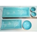 Pretty turquoise snack serving set