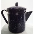 Quite unusual Vintage dark blue speckle ware enamel coffee pot
