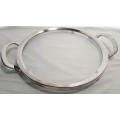 Lovely round glass and silver serving tray - quite heavy