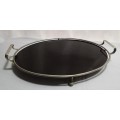 Lovely oval black glass and EPNS serving tray