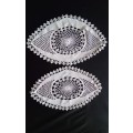 Two lovely crocheted Vintage white oval doilies