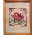 Small vintage hand embroidered protea