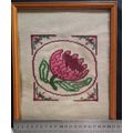 Small vintage hand embroidered protea