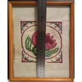 Small vintage hand embroidered protea