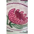 Small vintage hand embroidered protea