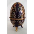 Vintage Acko Porcelain Egg Trinket Box-Royal Blue