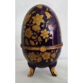 Vintage Acko Porcelain Egg Trinket Box-Royal Blue nr. 2