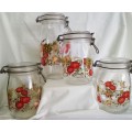 Vintage French arcoroc Spice of Life glass canister set