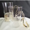 Set of 2 Beautiful Clear Glass & Silver Plate Moroccan Style Beverage Glasses