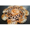 Lovely vintage hand crocheted small orange doily