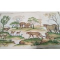 Kruger park - Excellent condition vintage tray cloth - cheetahs