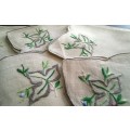 Six stunning vintage embroidered serviettes