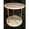 VINTAGE BRASS & MARBLE TABLE 2 TIER  NR.1