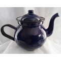 Pretty vintage navy enamel teapot