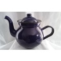 Pretty vintage navy enamel teapot