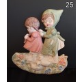 Beautiful hand painted porcelain plaque two little girls