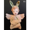 Beautiful hand painted porcelain Angel with bunny ears