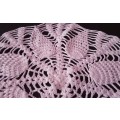 Lovely soft pink crocheted doily - about 31cms across