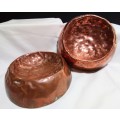 Two stunning rustic hammered copper ashtrays/bowls