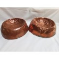 Two stunning rustic hammered copper ashtrays/bowls
