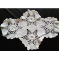 Lovely white vintage crocheted doily with flower detail