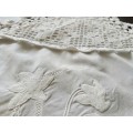 Lovely white vintage embroidered & crocheted tray cloth