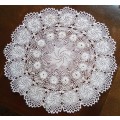 Stunning vintage white small crocheted tablecloth/large doily