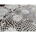 Stunning vintage white small crocheted tablecloth/large doily