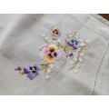 Beautiful! Beautiful! Exquisite crisp white vintage tablecloth with embroidered corners