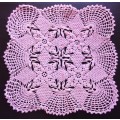 Lovely pink vintage square crocheted doily