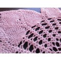 Lovely large vintage pink crocheted doily
