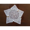Pretty star shaped vintage crocheted doily - 48cms