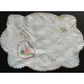 Lovely Vintage hand embroidered tray cloth - About 48cms across