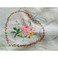 Lovely Vintage hand embroidered tray cloth - About 48cms across