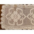 Vintage filet crocheted beige table runner - About 64x32cms